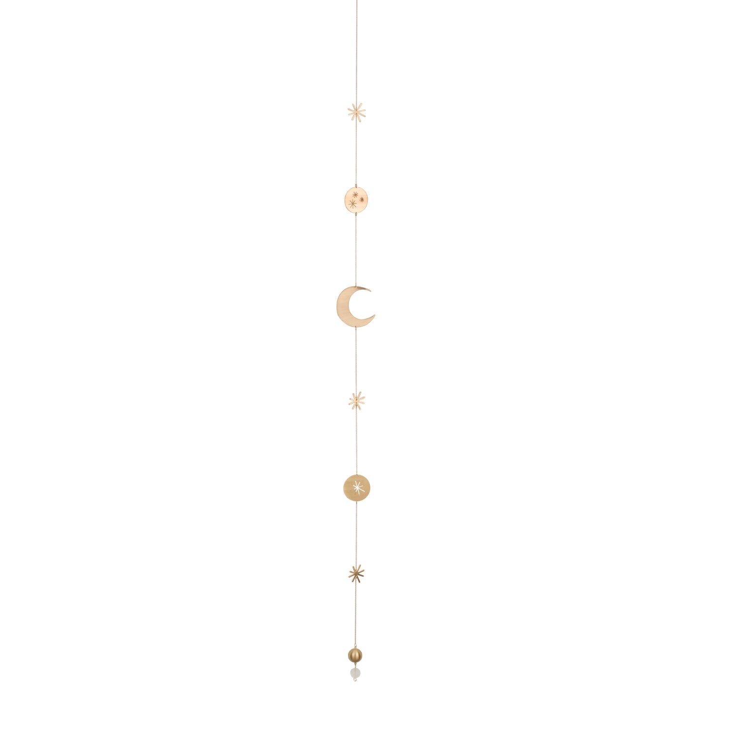 Halskette mit Mondanhänger und kleinen Sternen, 80 cm, goldfarben