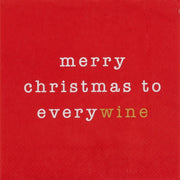 Rote Cocktailserviette 25x25 cm mit Schriftzug „merry christmas to everywine“