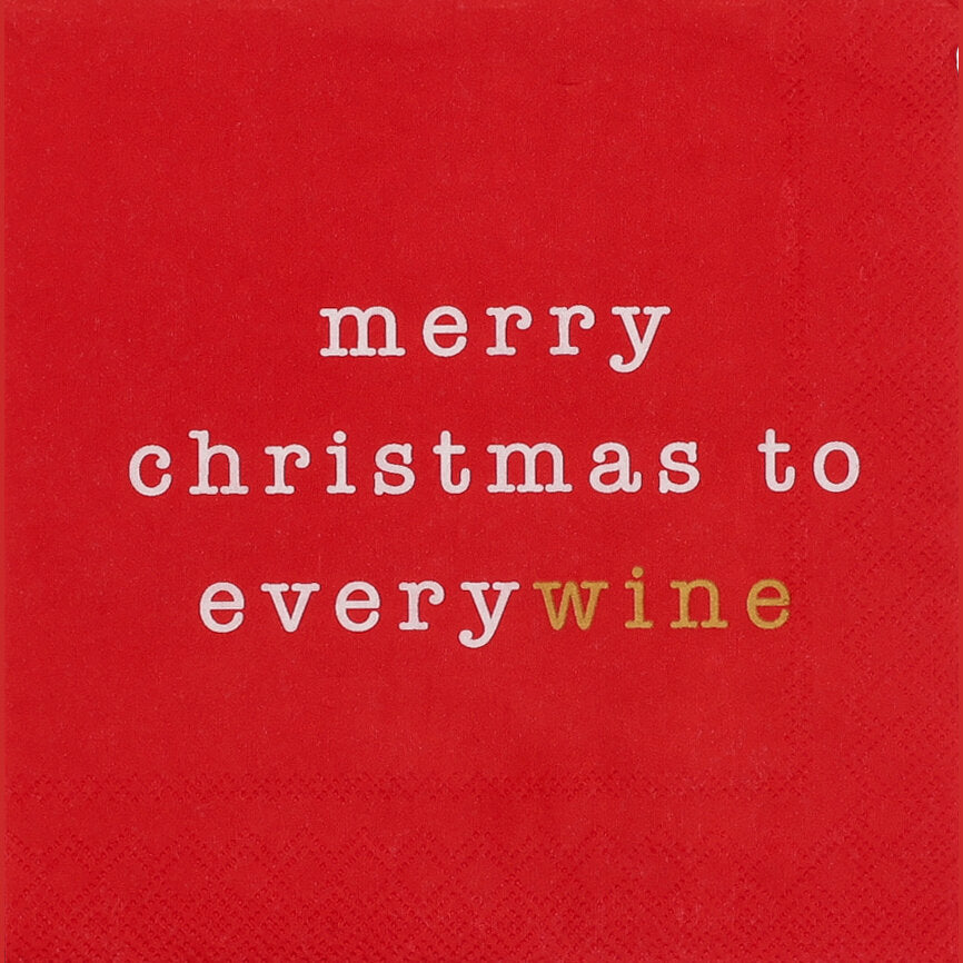 Rote Cocktailserviette 25x25 cm mit Schriftzug „merry christmas to everywine“