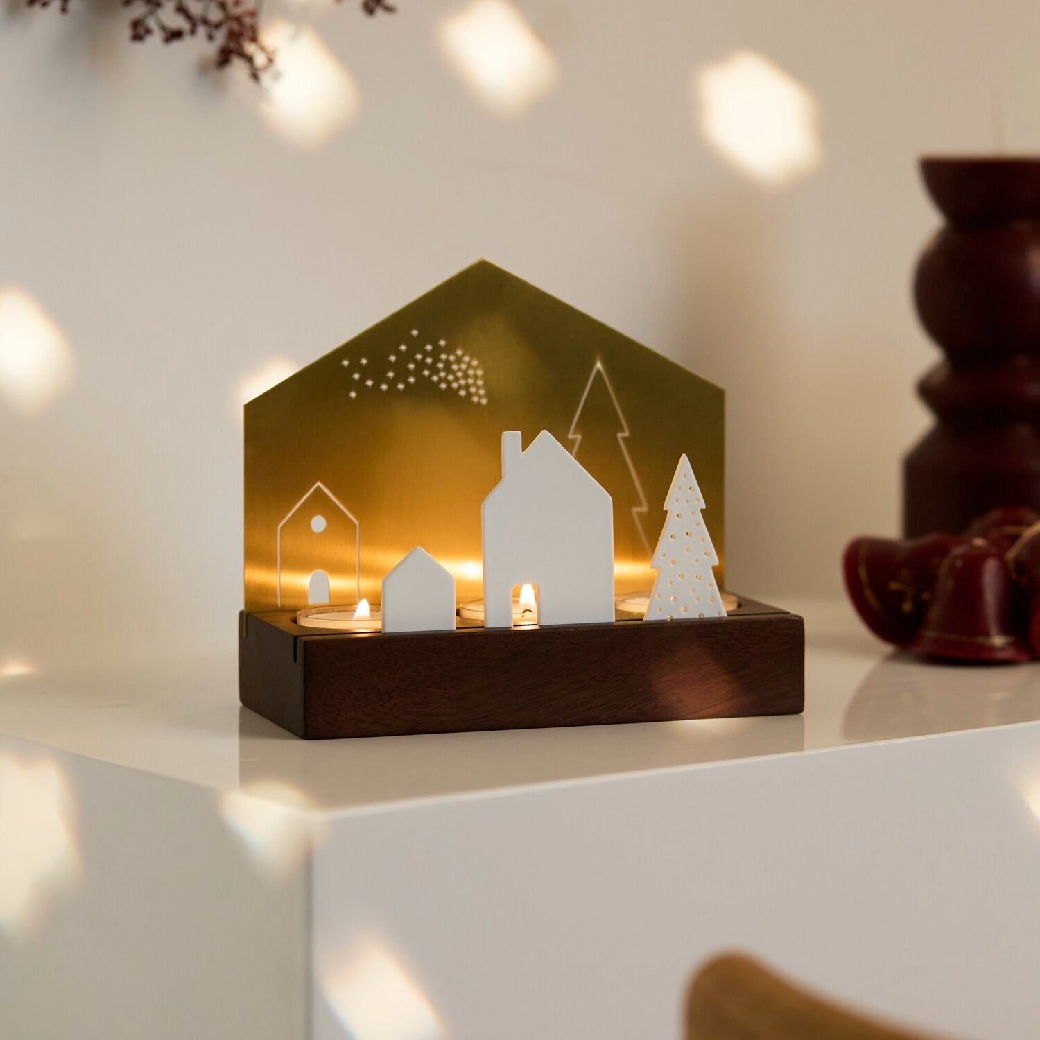Lichtszene "Dorf - Goldlicht" -  16x7,5x13,9 cm