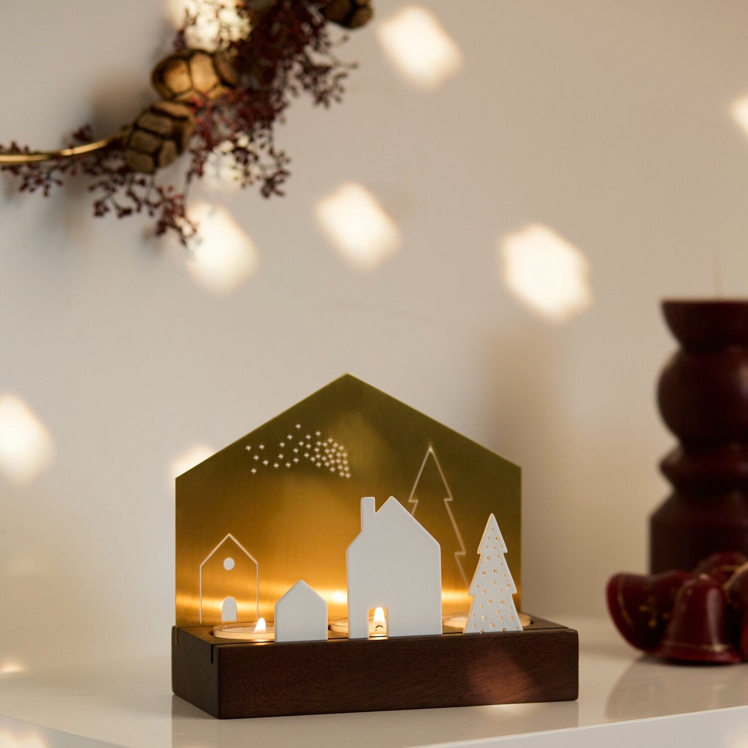Lichtszene "Dorf - Goldlicht" -  16x7,5x13,9 cm