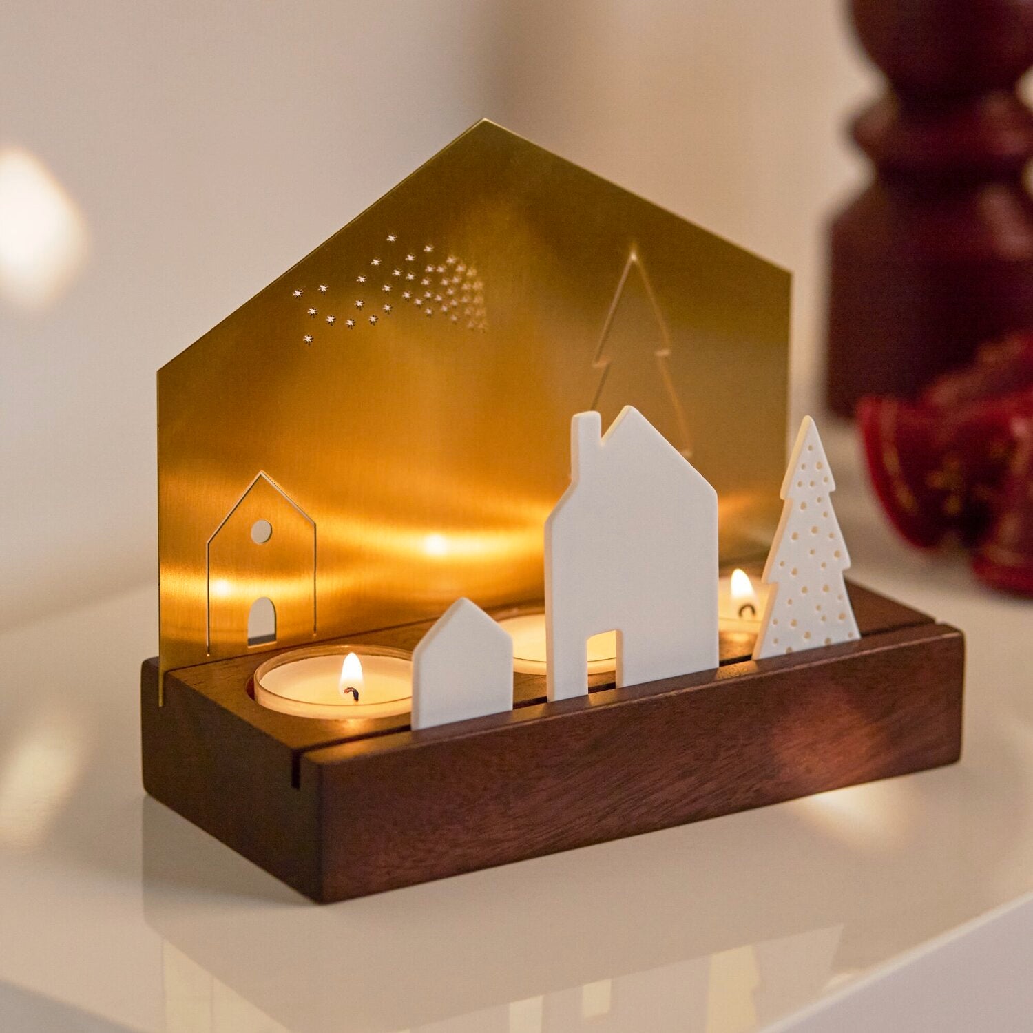 Lichtszene "Dorf - Goldlicht" -  16x7,5x13,9 cm
