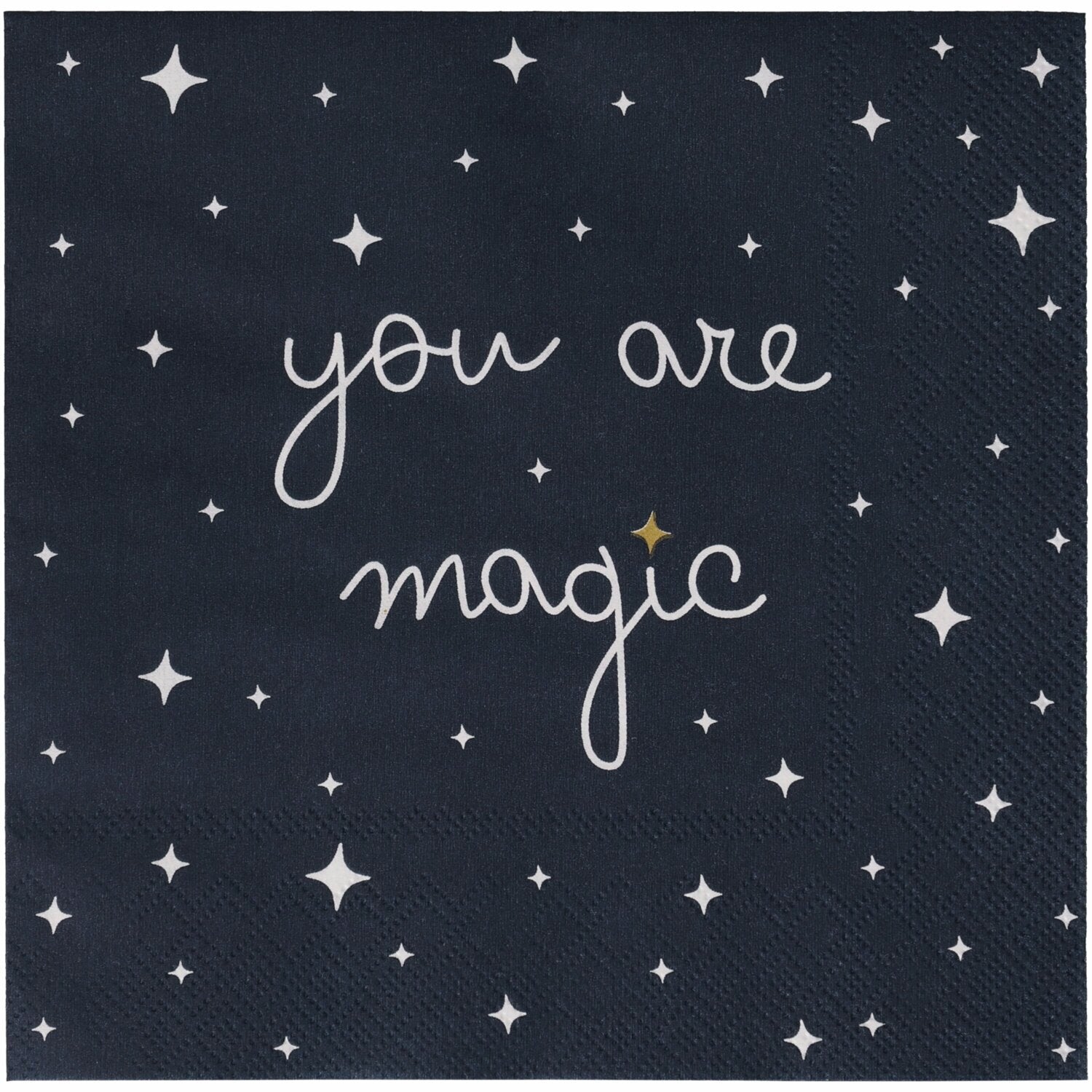 Serviette dunkelblau mit Sternen und Aufschrift „you are magic“