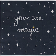 Serviette dunkelblau mit Sternen und Aufschrift „you are magic“