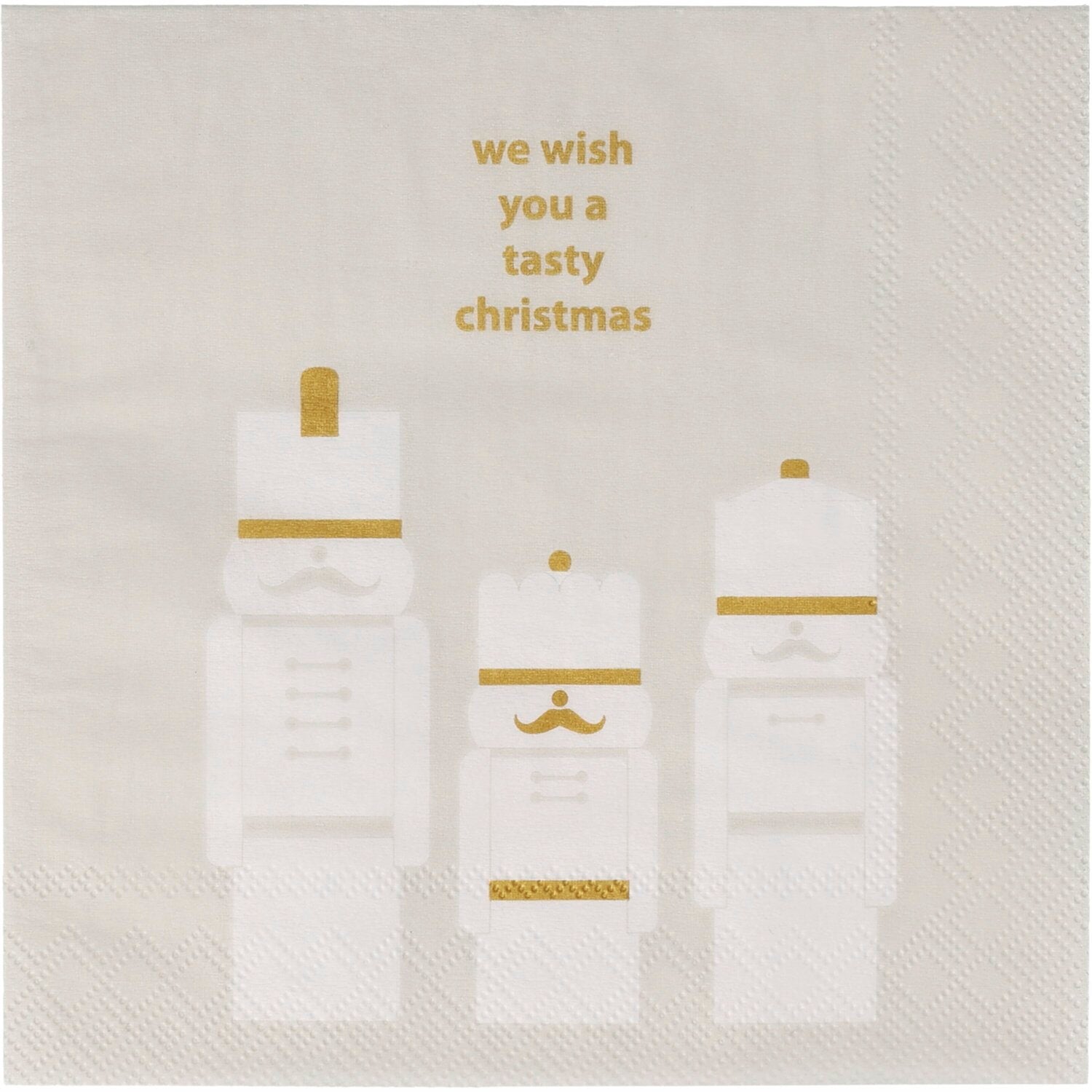 Cocktailserviette 25x25 cm mit Nussknacker-Motiv und „We wish…tasty christmas“