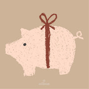 Papierserviette "Weihnachtsschwein" - 16,5x16,5 cm (Natur/Rosa)