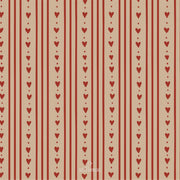 Papierserviette "Herzen und Streifen" - 16,5 x 16,5 cm (Natur/Rot)