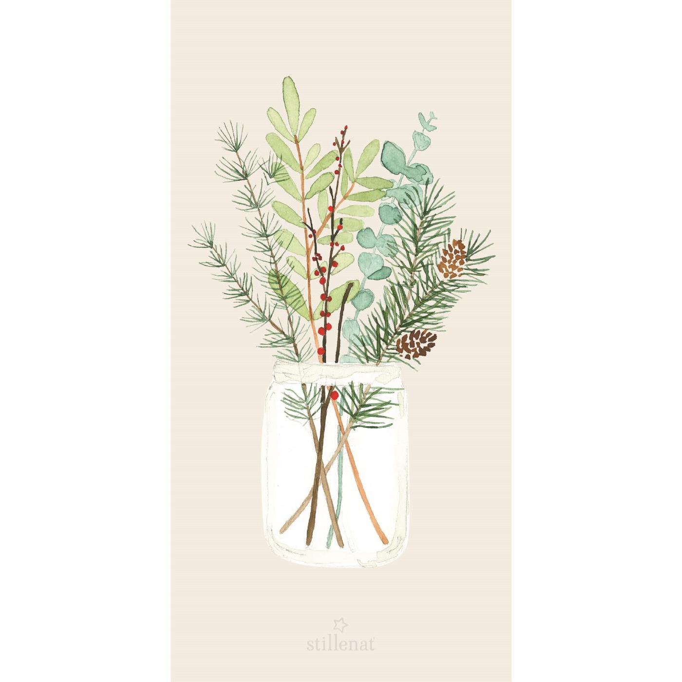 Papierserviette "Weihnachtsstrauß" - 10x20 cm (Natur/Grün)
