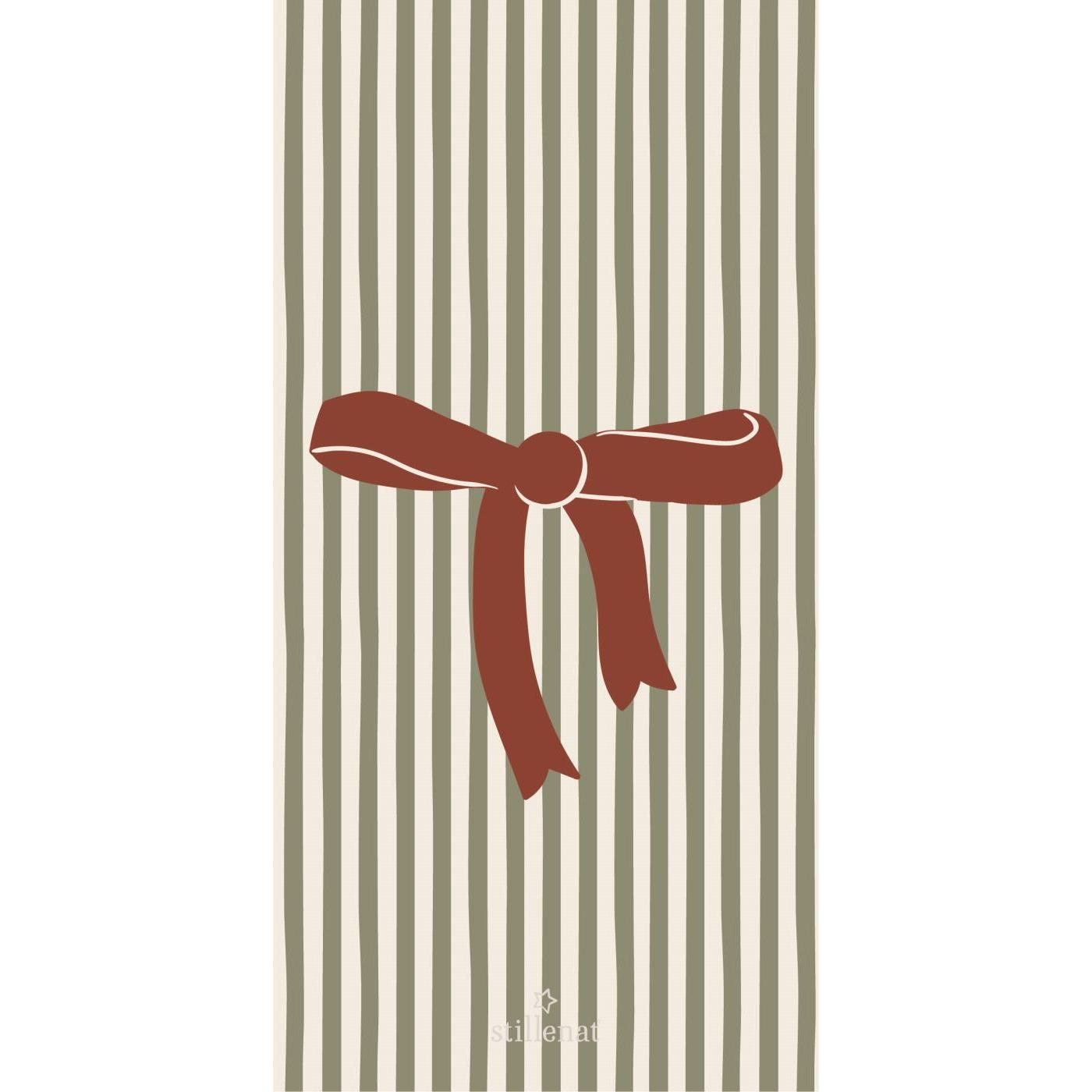 Papierserviette "Streifen und Schleife - 10x20 cm (Grün/Rot)