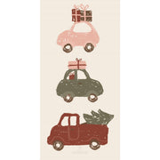 Papierserviette "Autos auf dem Weihnachtsheimweg" - 10x20 cm (Weiß/Bunt)