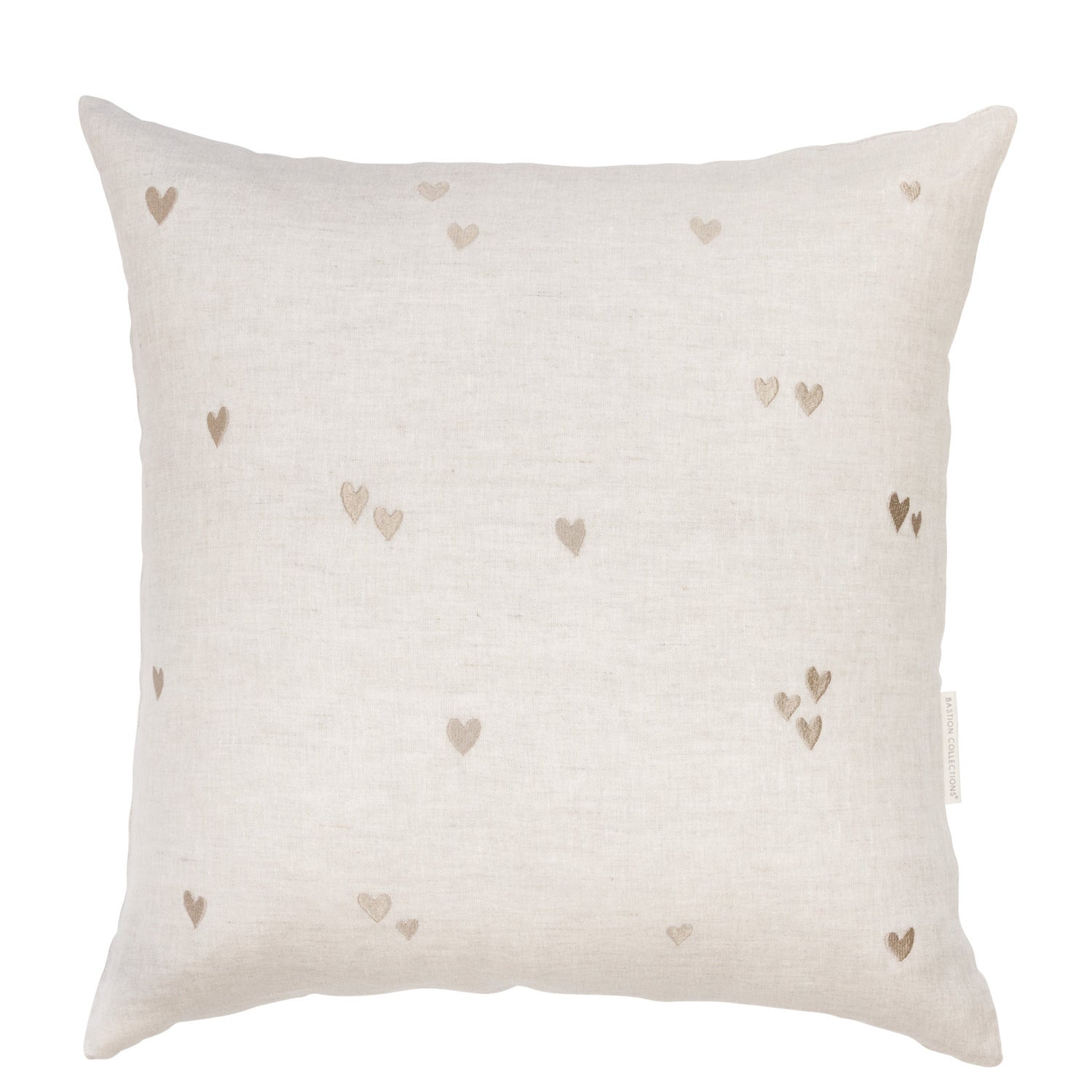 Kissenhülle aus Leinen "Hearts" - 60x60 cm (Natur)