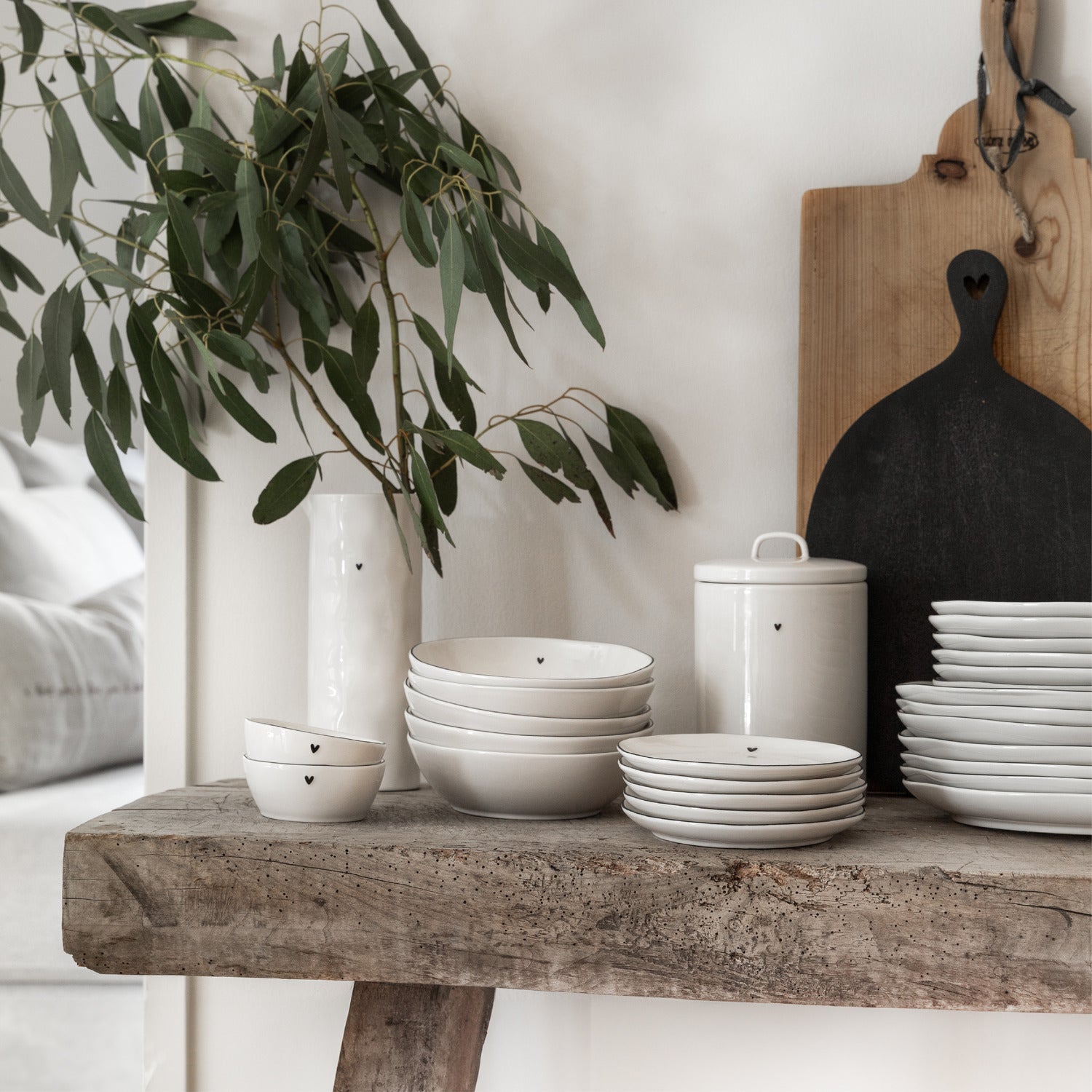 Krug "Heart" - 8x21 cm (Weiß/Schwarz)