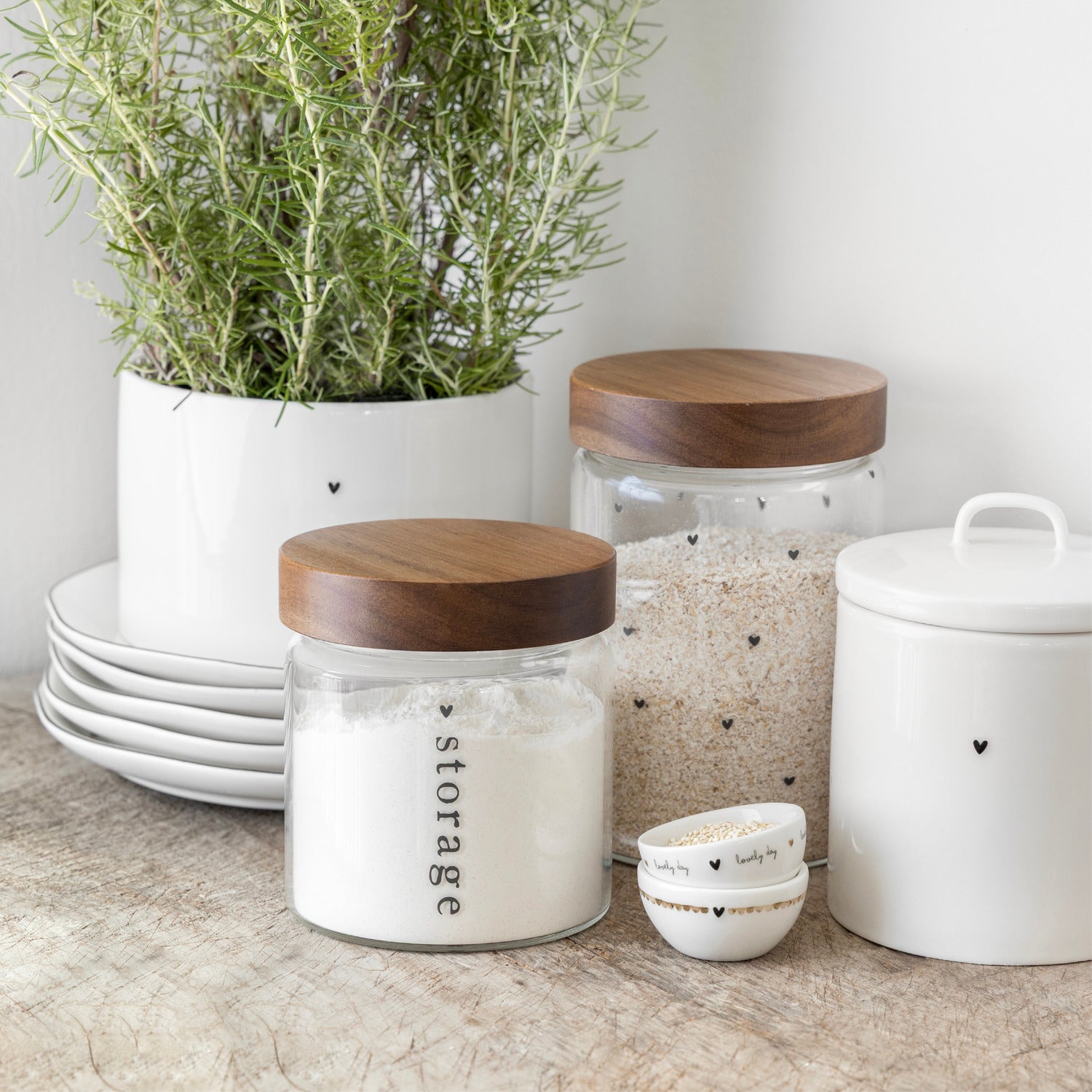 Vorratsdose mit Holzdeckel "Tiny Treasures" - 12x8 cm (Transparent)