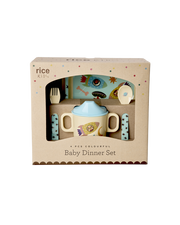 Melamin Baby-Geschirrset in Geschenkbox "Dogs in Space" - 25x11x22,5 cm  (Blau)
