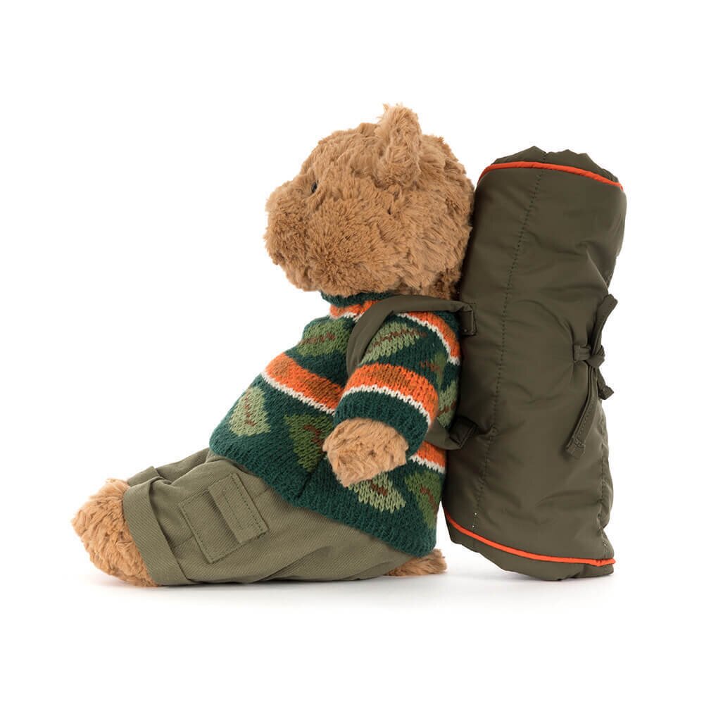 Kuscheltier Bär "Bartholomew - Hiking Outfit" - 26x12x8 cm (Braun/Grün)