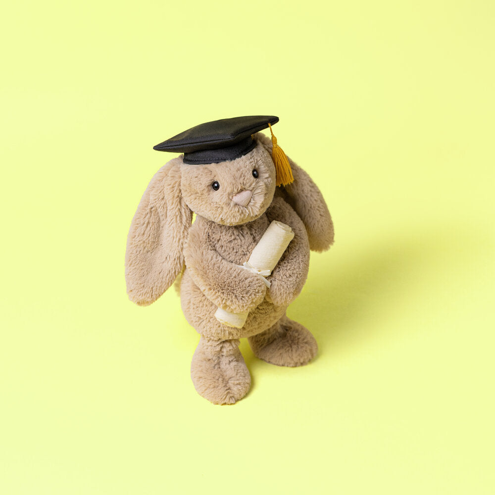 Kuscheltier Hase "Bashful - Graduation Outfit" - 9x12x31 cm (Beige)