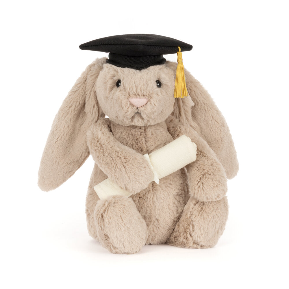 Kuscheltier Hase "Bashful - Graduation Outfit" - 9x12x31 cm (Beige)