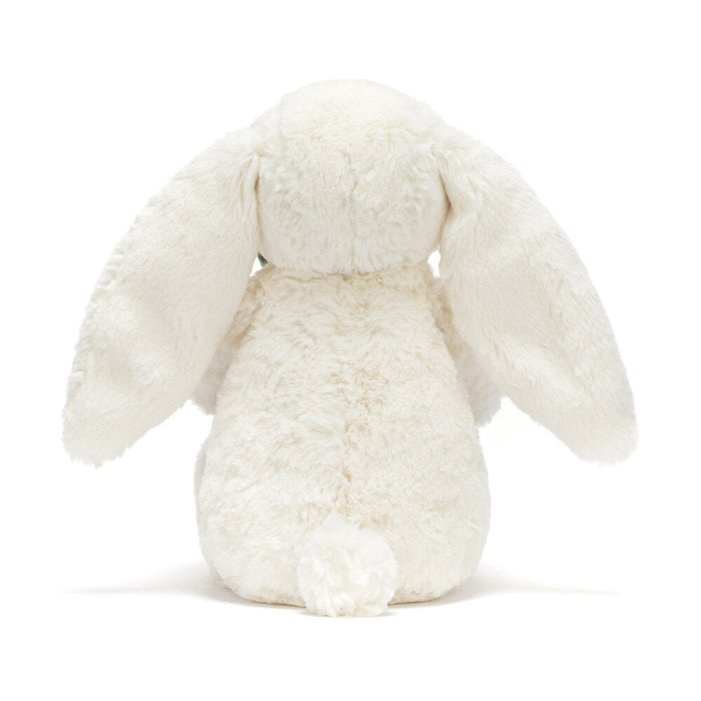 Kuscheltierhase in Creme, Rückansicht im sitzenden Stand