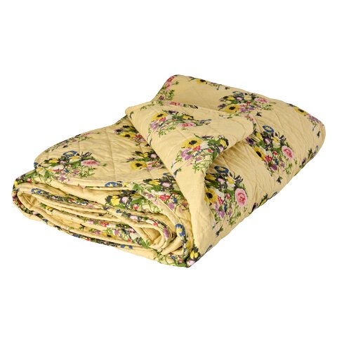 Quiltdecke "Retro Bouquet" - 130x180 cm (Creme)