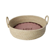 Runder Brotkorb "Raffia - LOVE" - 26x26x7 cm (Natur)