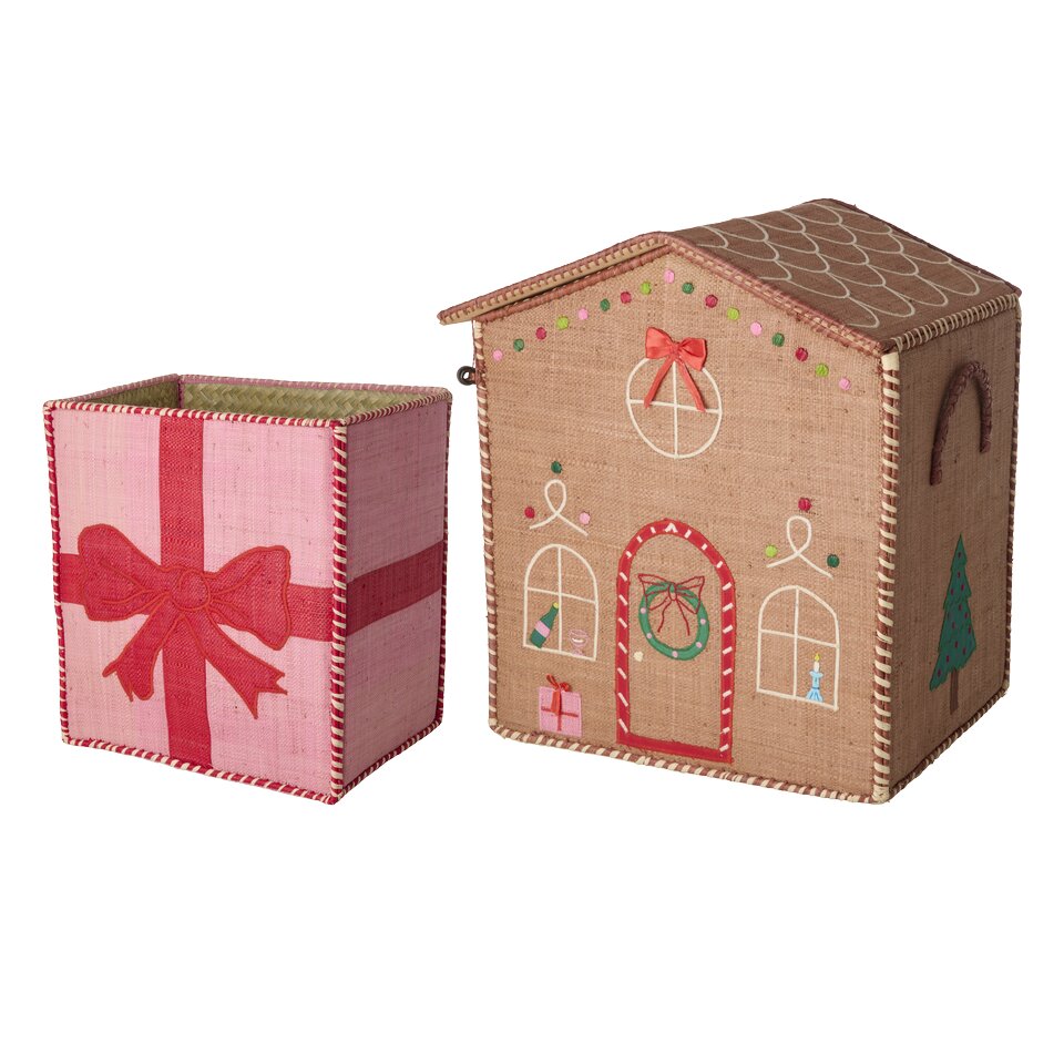 Geschenkbox "Raffia - Christmas" - 32x24x35 cm (Pink)