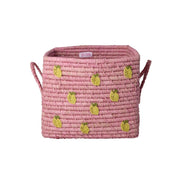 Quadratischer Korb "Raffia - Small Lemons" - 30x30x25 cm (Natur)