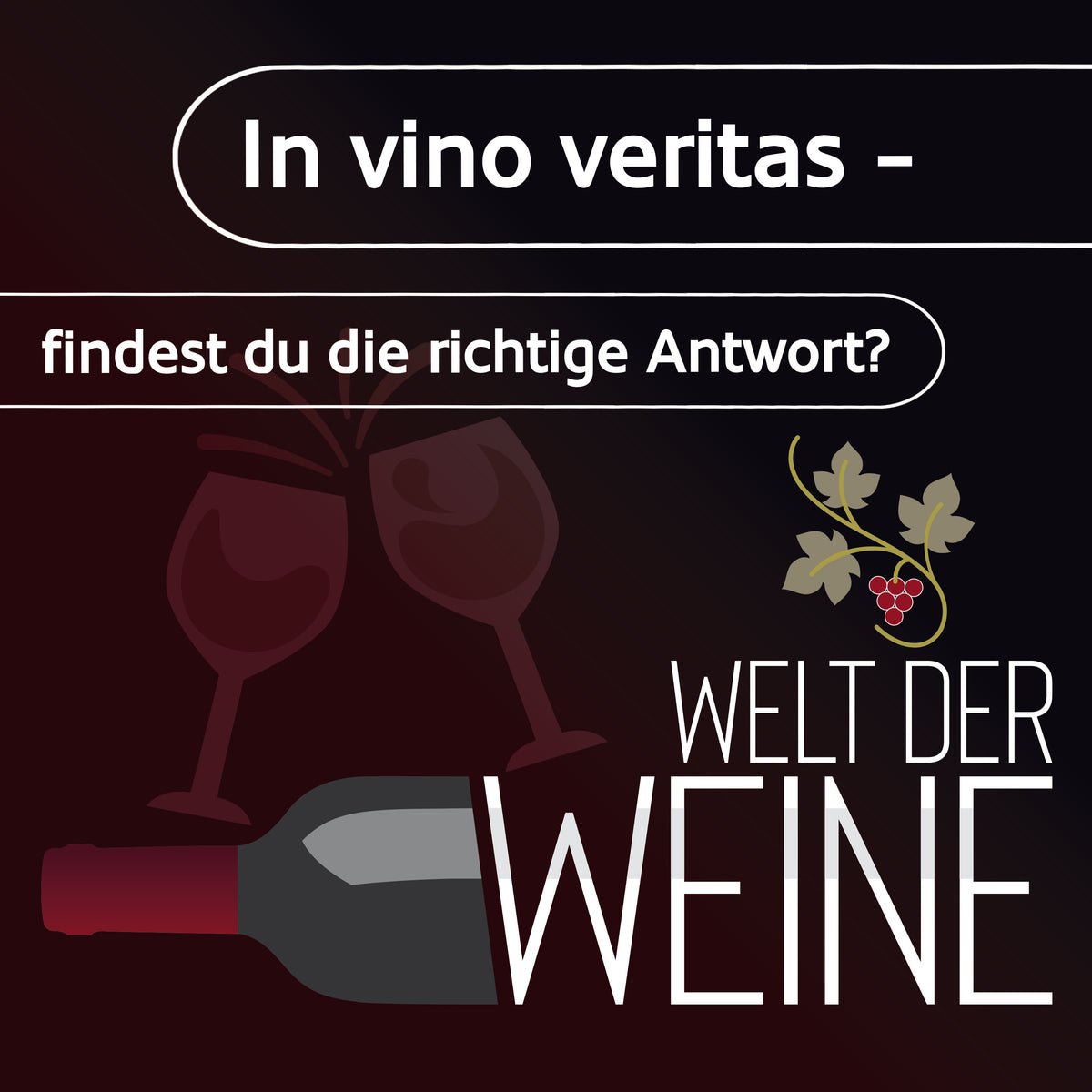 Motiv mit Weinflasche, Wein-Gläsern und Trauben auf dem Spielbrett