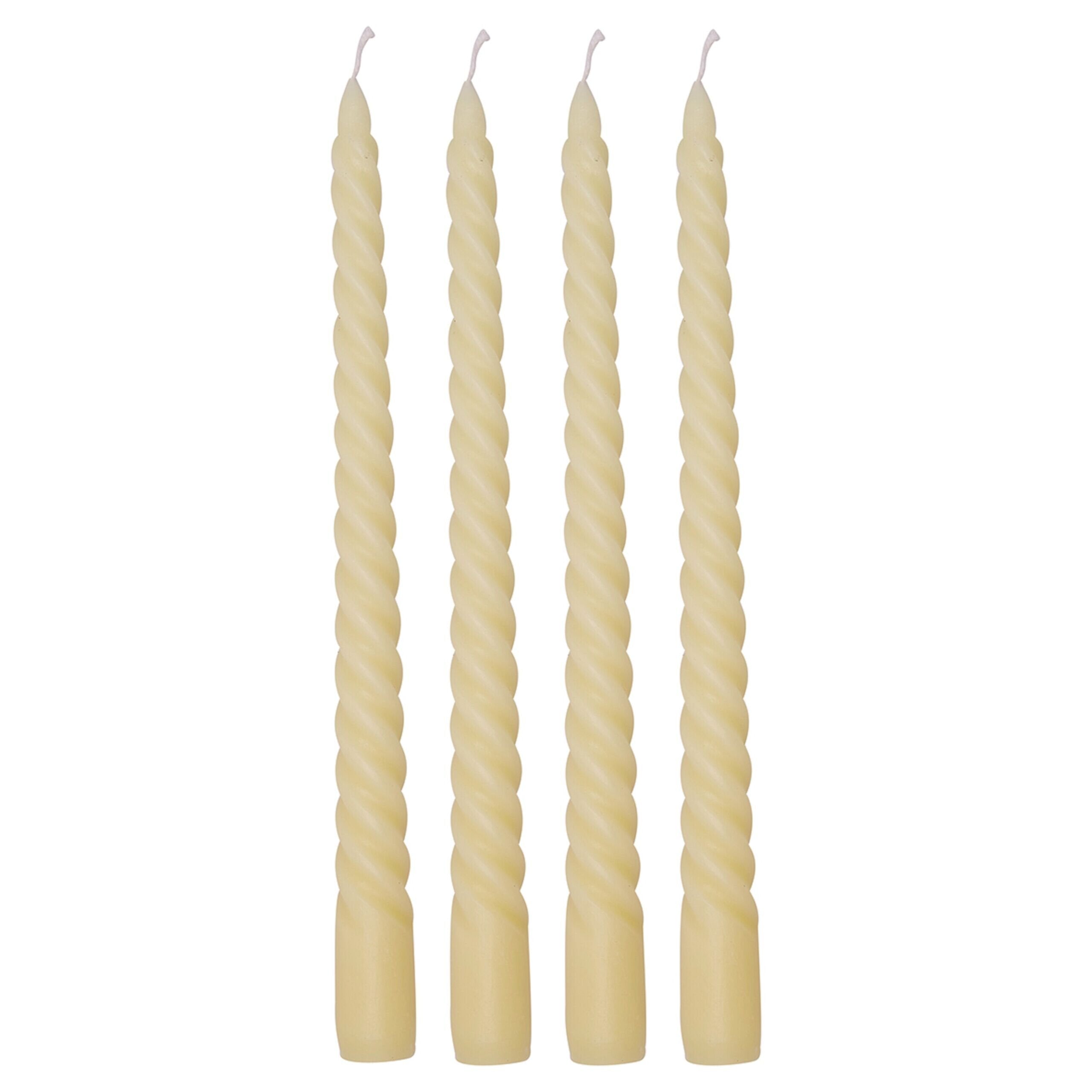 Kerzen im 4er-Set (Pale Yellow/Gerillt)