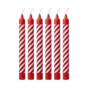 Kerze "Candy Stripes" im 12er-Set - S (Rot)