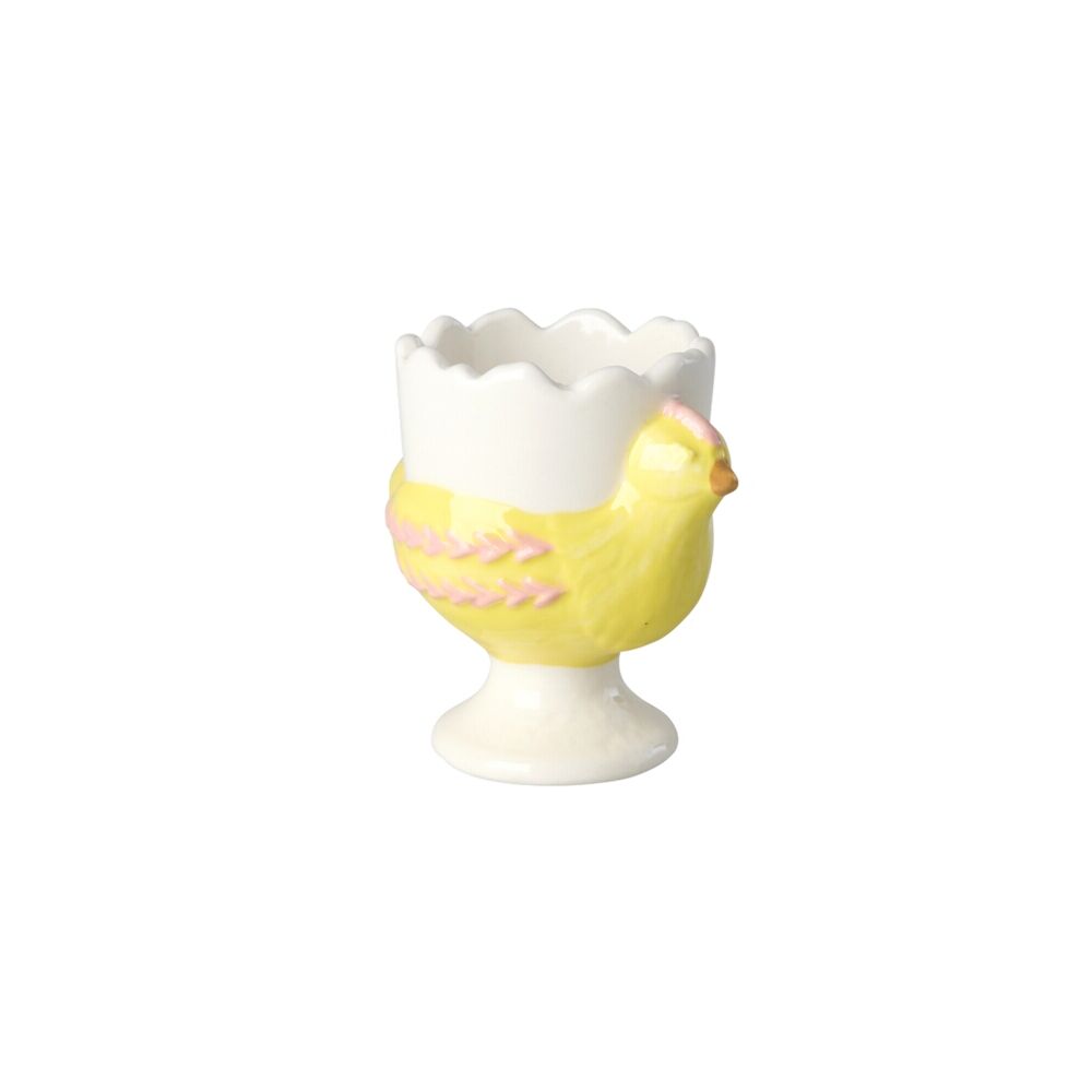 Keramik Eierbecher in Hühnerform - 7,5x5,5x7 cm (Gelb)