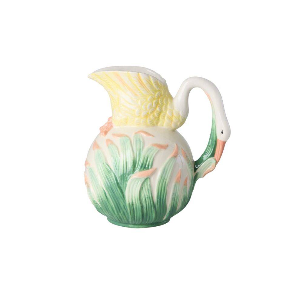 Keramik Krug mit Schwanhenkel - 19x15x20 cm (Gelb)