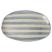 Servierplatte aus Keramik "Streifen" - 31,5x49,5 cm (Blau)