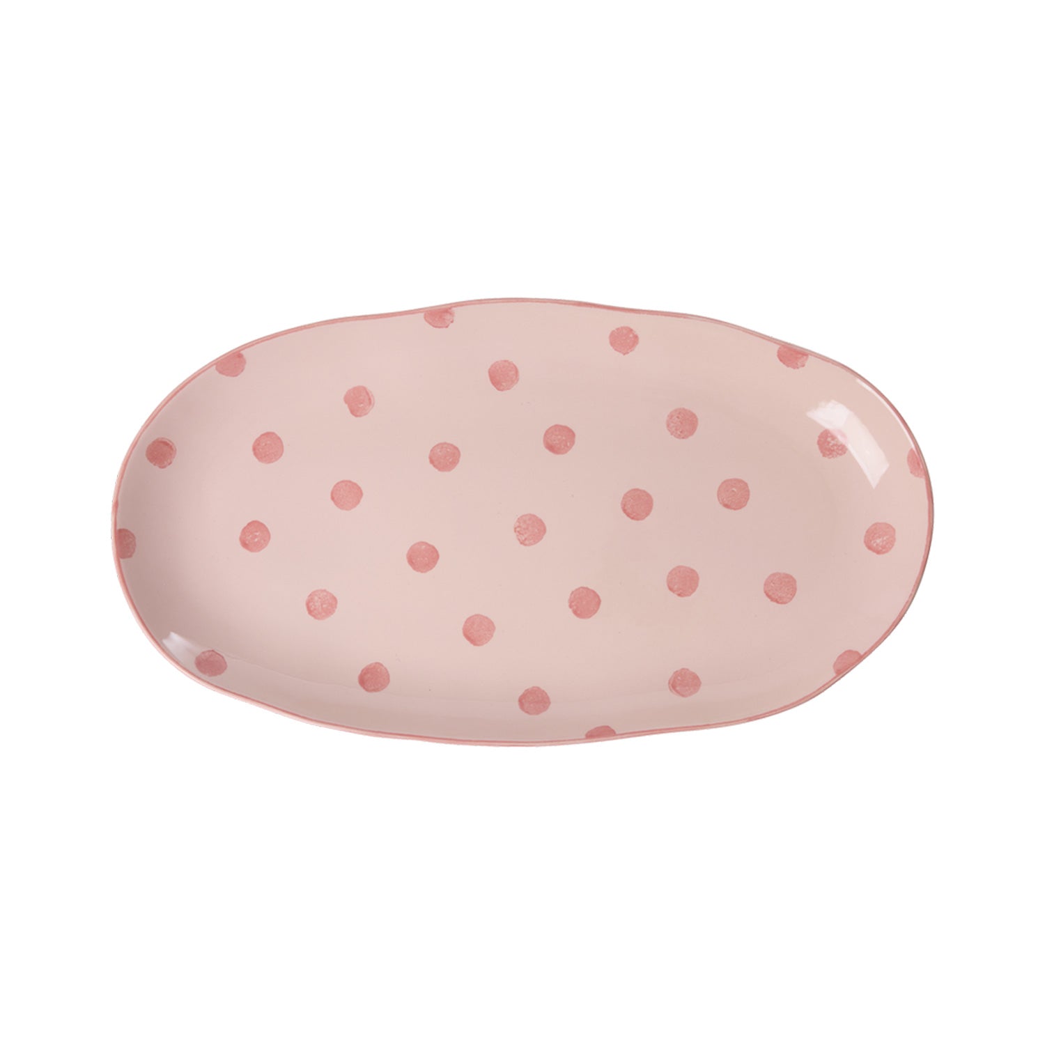 Servierplatte aus Keramik "Punkte" - 22,5x40 cm (Koralle)