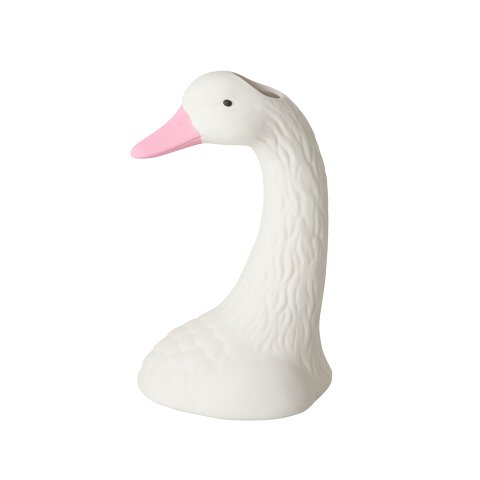 Schwanenkopf-Keramikvase, weißer Keramik-Sockel mit rosafarbenem Schnabel