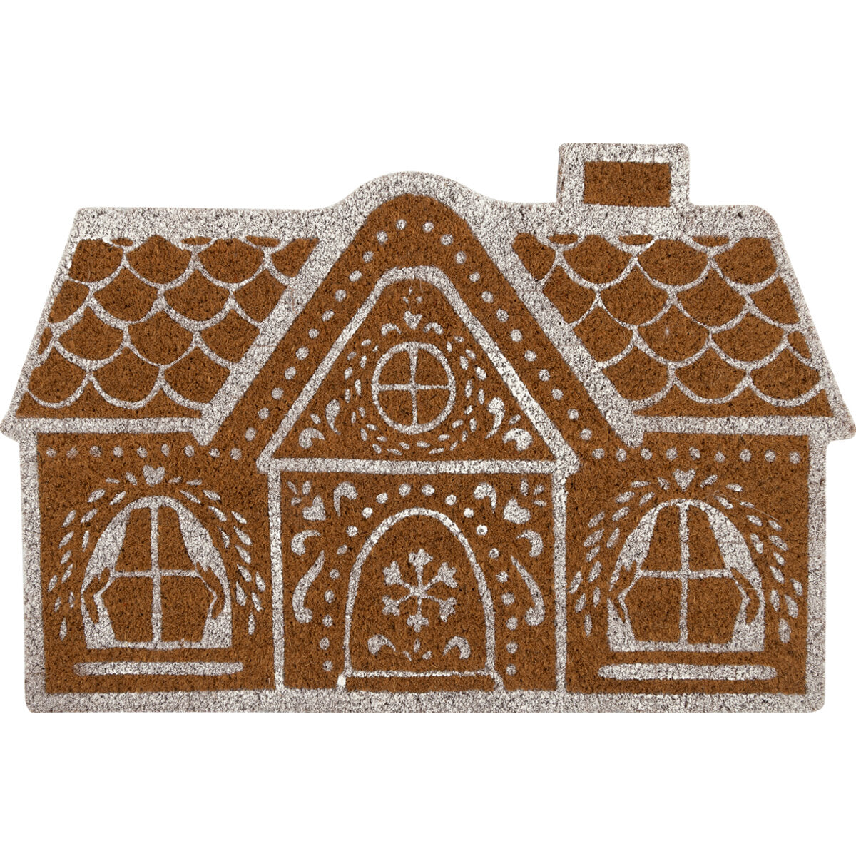 Fußmatte mit Gingerbread-Haus-Motiv, braun-weiß, rechteckig