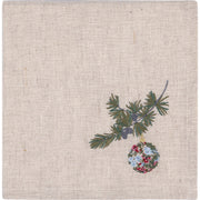 Stoffserviette 40x40 cm mit floraler Stickerei, helles Weiß