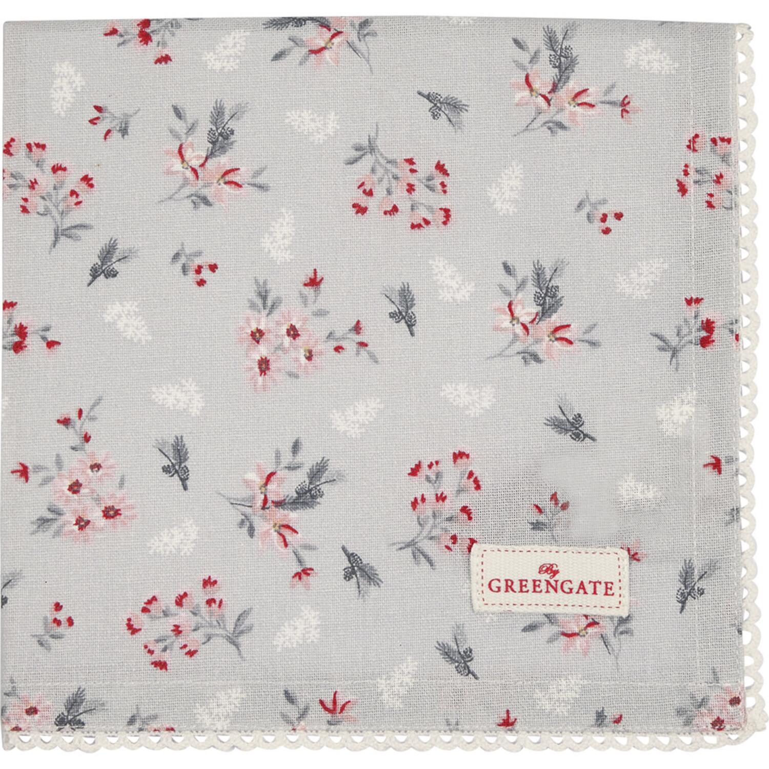 Stoffserviette mit Spitze "Emberly" - 40x40 cm (Pale Grey)