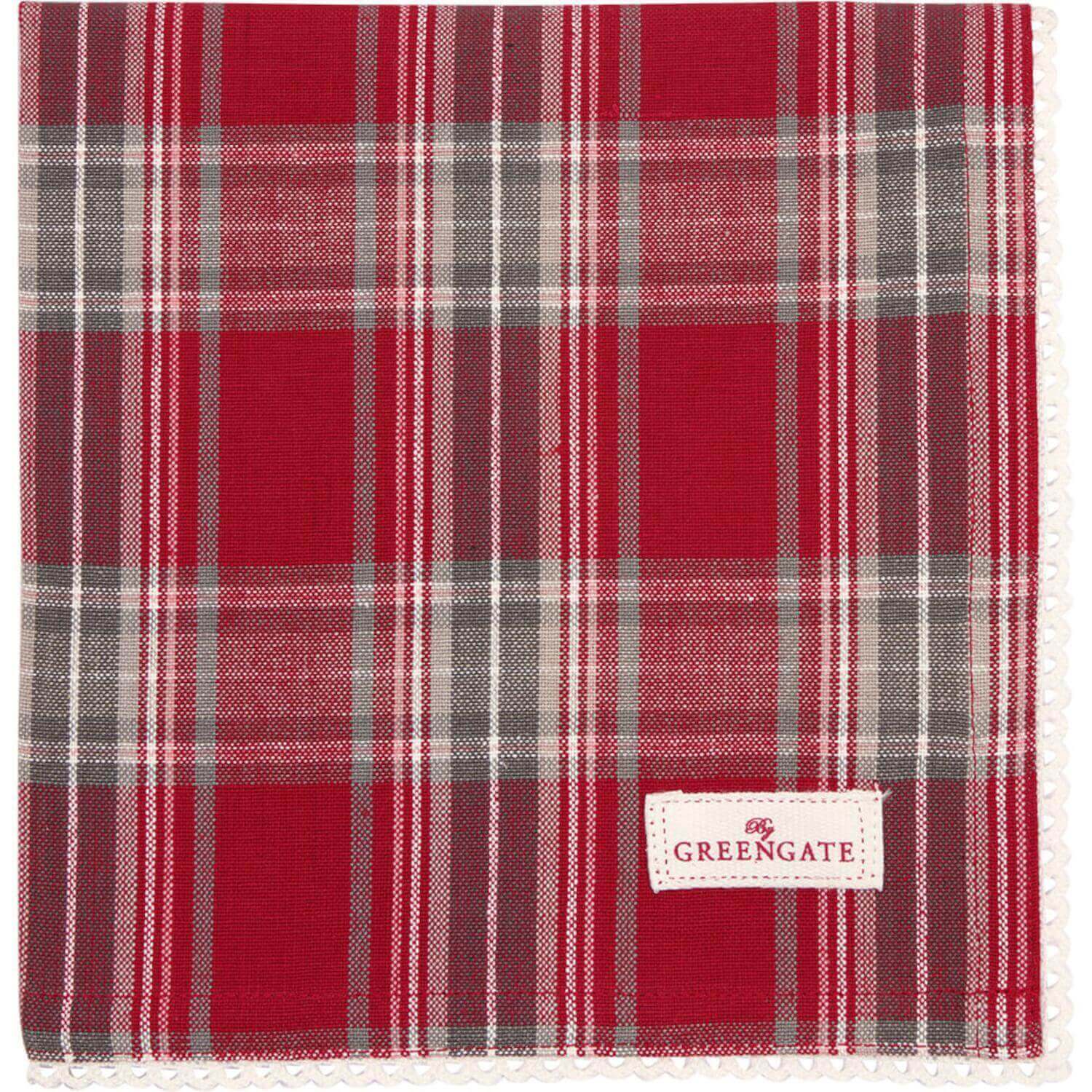 Stoffserviette mit Spitze "Elia" - 40x40 cm (Rot)