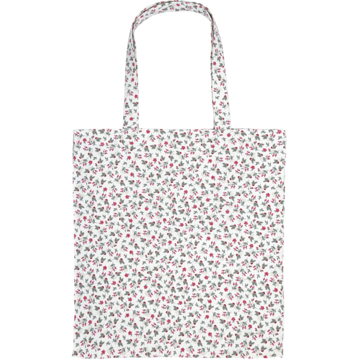 Tragetasche "Gale" mit Blumenmuster auf Weiß, zwei Tragehenkel, 44x43 cm