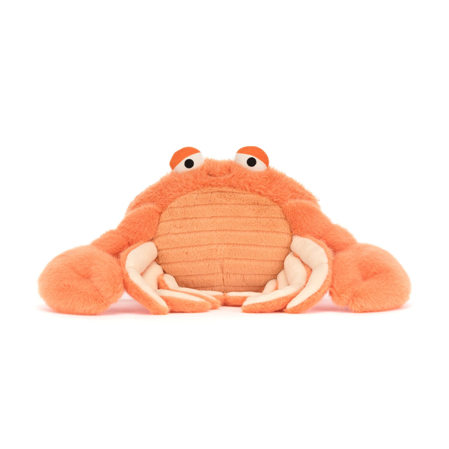 Orangene Kuscheltier-Krabbe mit weißen Klauen und gestepptem Bauch