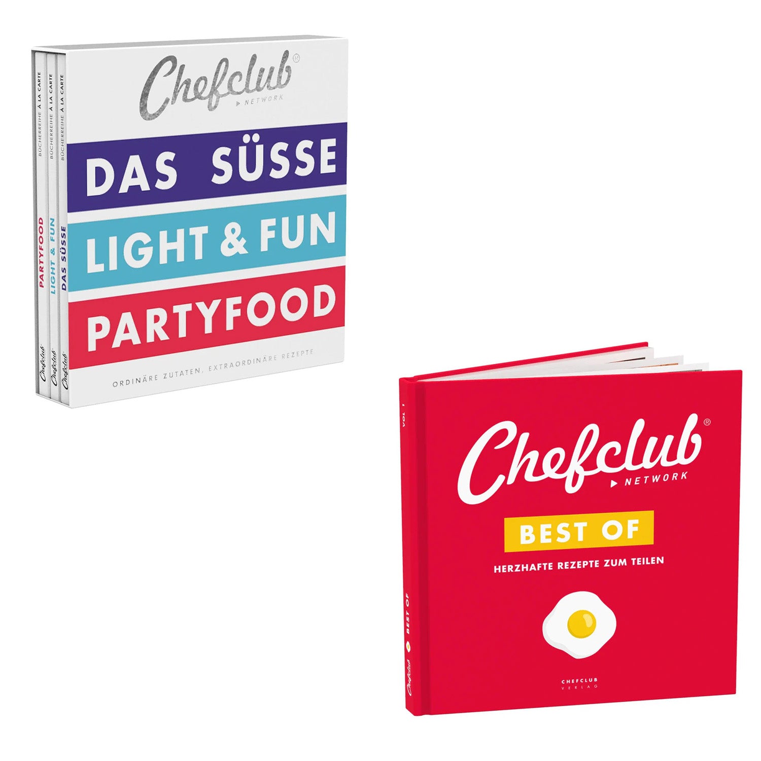 Kochbuch-Set mit zwei Chefclub Bänden: Das Süße Light & Fun Partyfood, Best Of