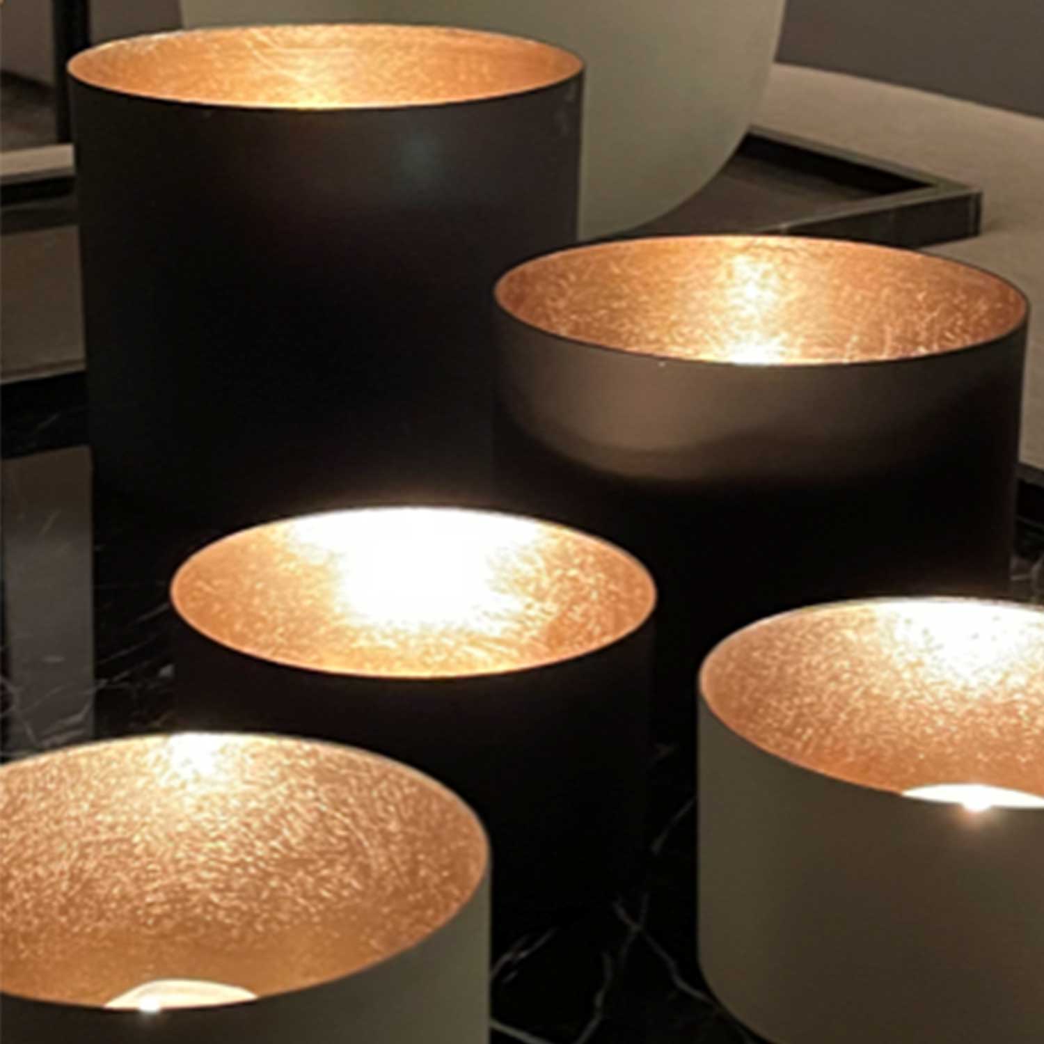 Windlicht "Chennai" - M (Schwarz/Gold)