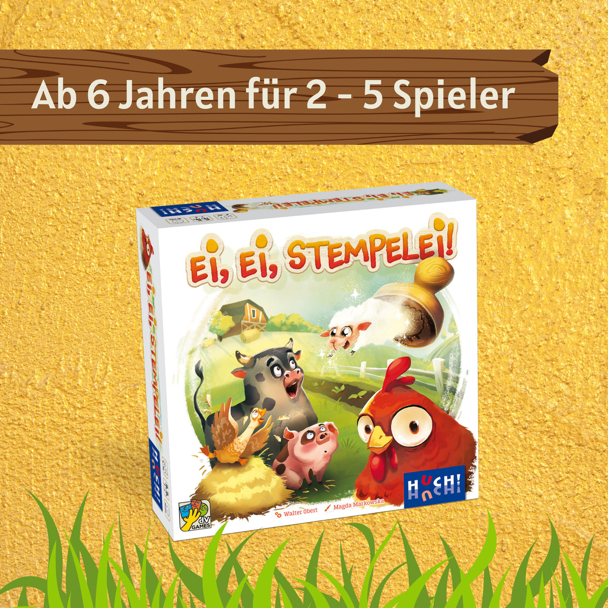 Stempelspiel-Box Ei, Ei, STEMPELEI! mit Tierbildern auf bedruckter Verpackung