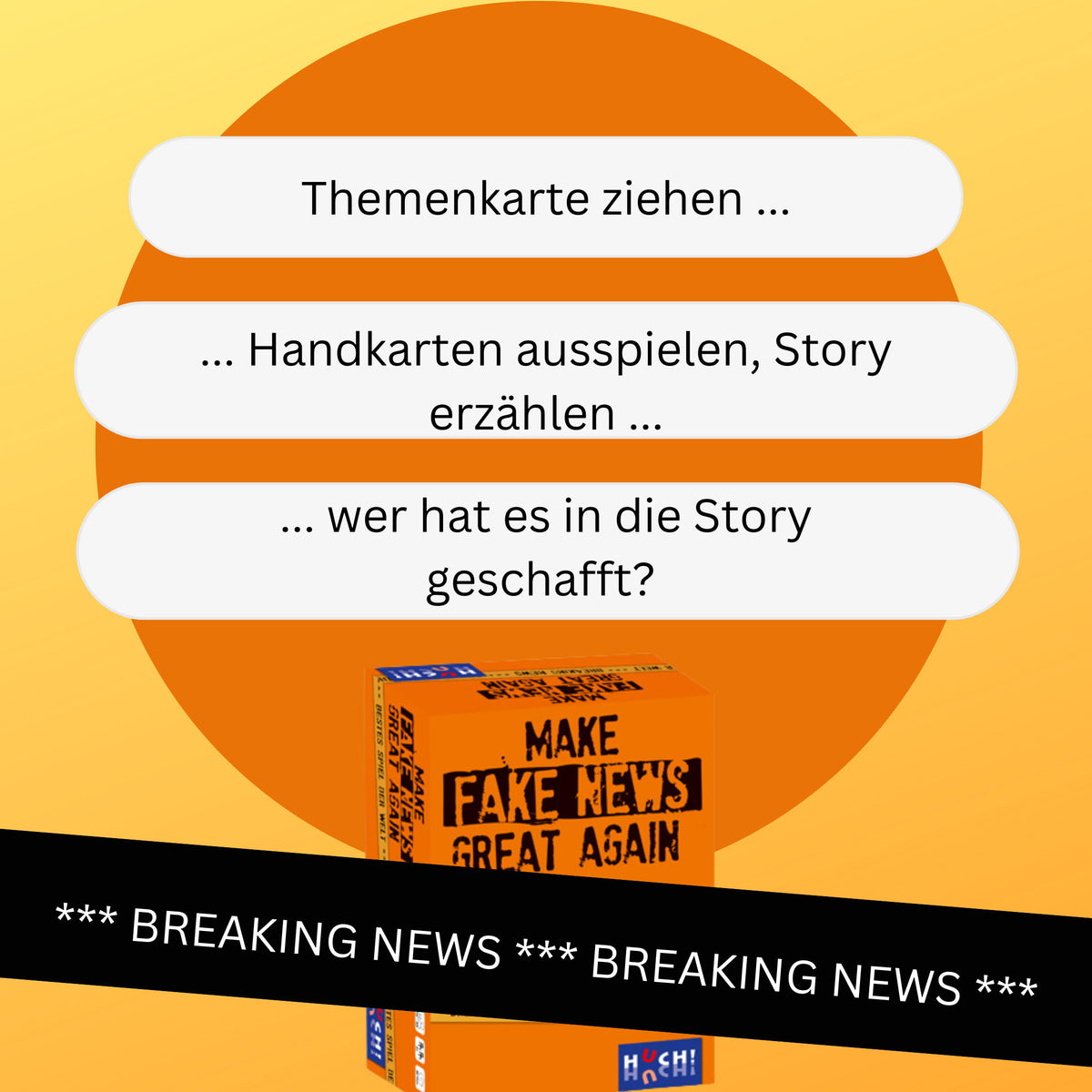 Brettspielbox „Make Fake News Great Again“ auf Kartenfläche