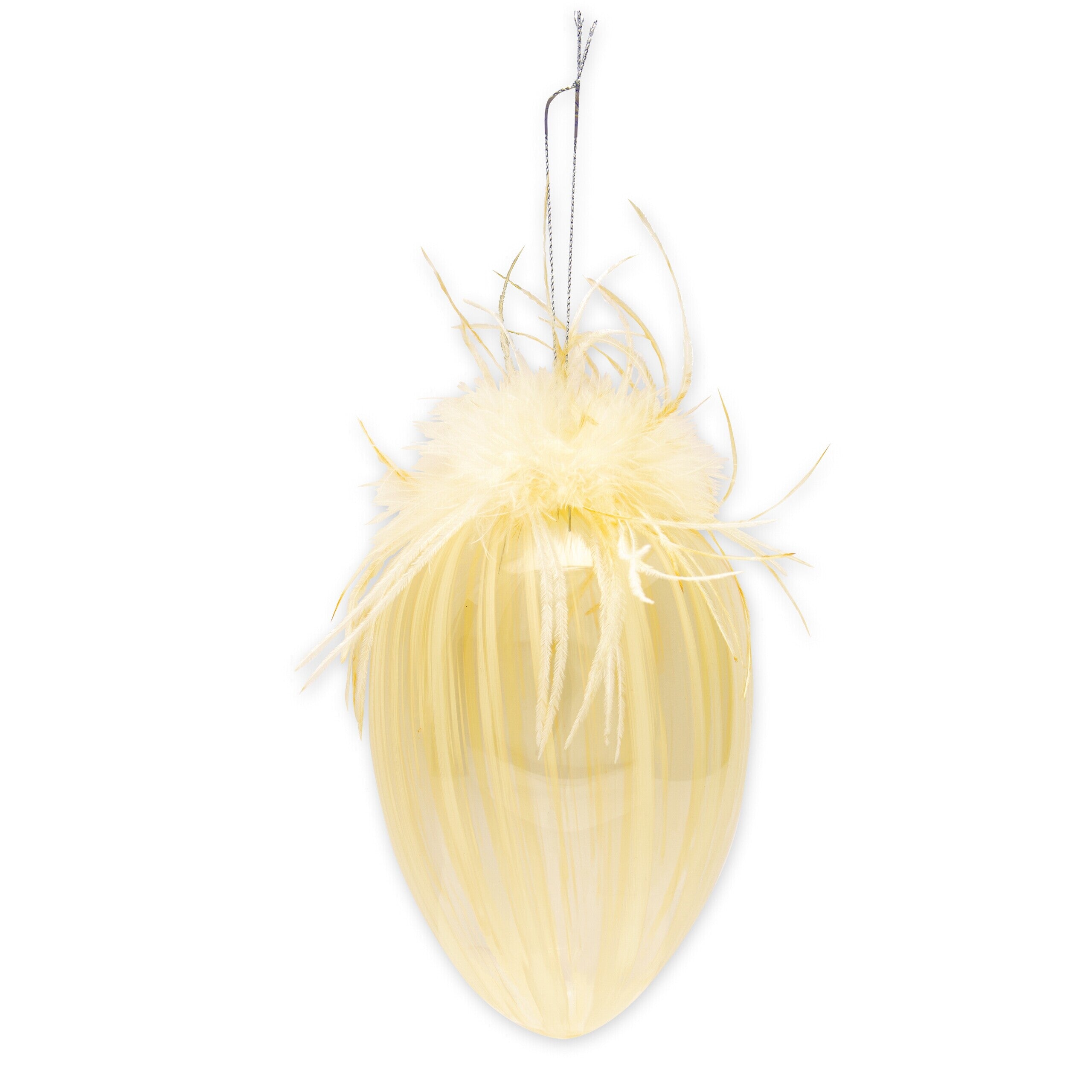 Osterei zum Aufhängen "Feder" - Groß (Pale Yellow)