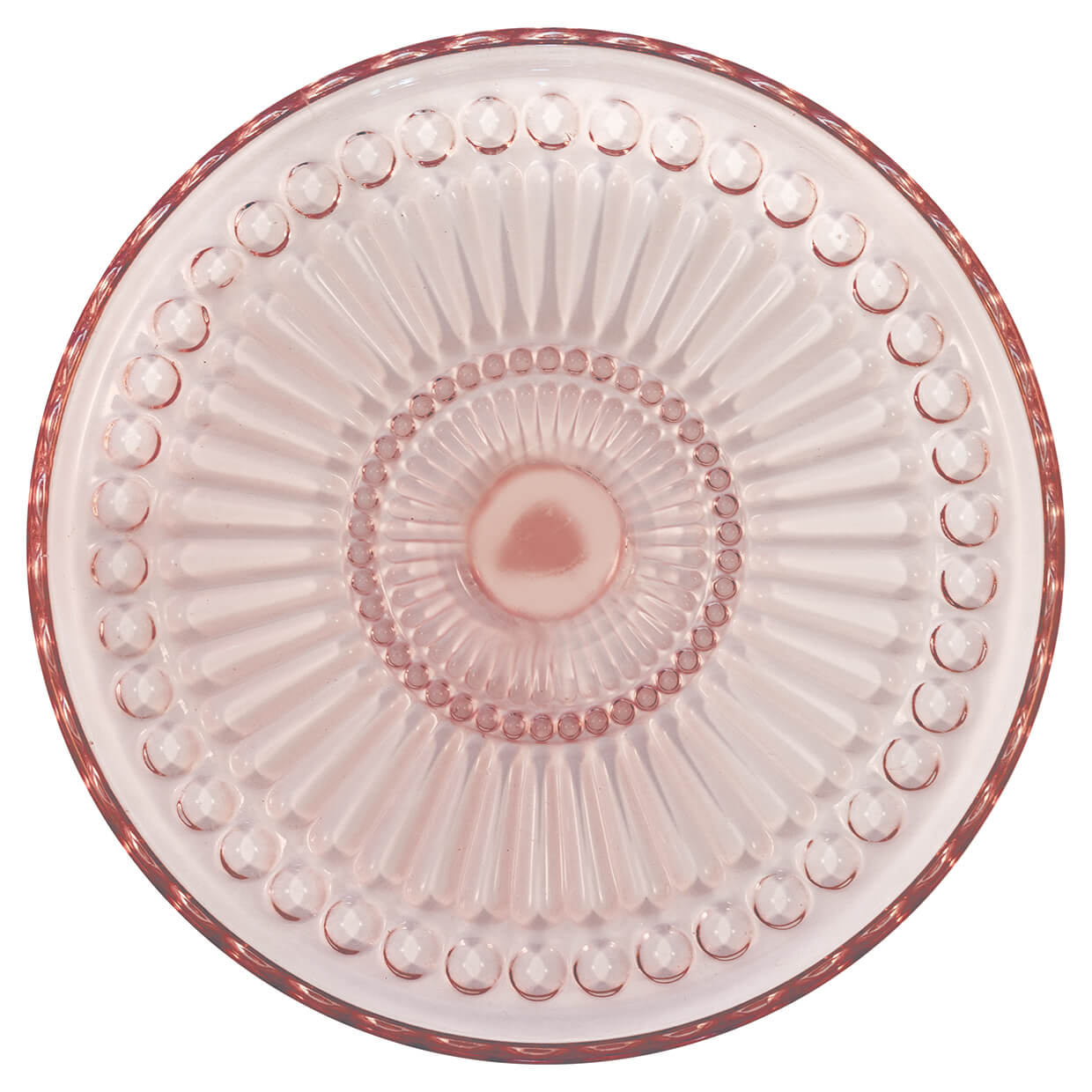 Dessertteller aus Glas, blassrosa, mit Zackenstruktur und Perlenrand, Ø 18,5 cm