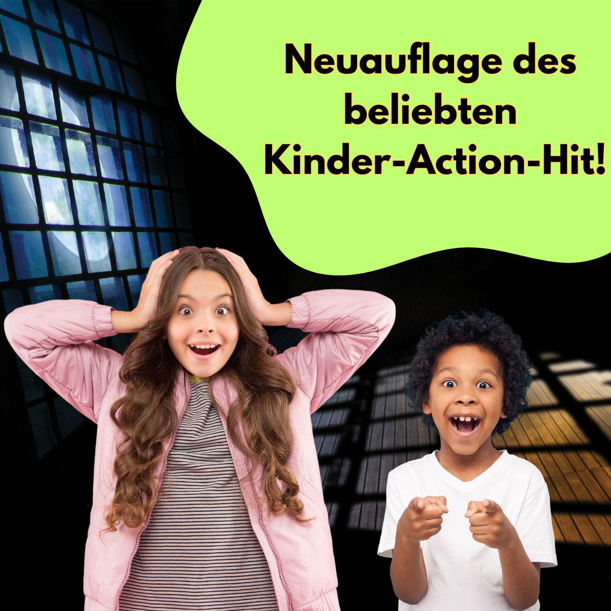 Spielset: Zwei Kinder beim Spielen, aufmerksam und begeistert
