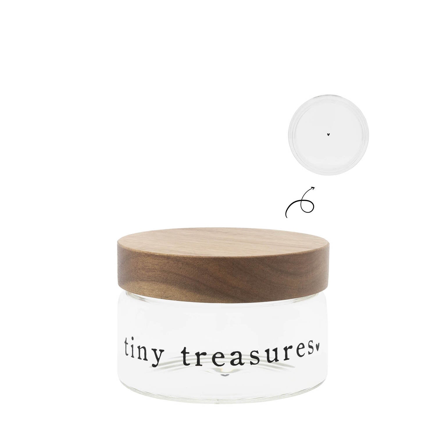 Vorratsdose mit Holzdeckel "Tiny Treasures" - 12x8 cm (Transparent)