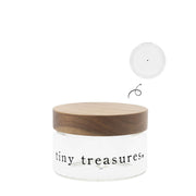 Vorratsdose mit Holzdeckel "Tiny Treasures" - 12x8 cm (Transparent)