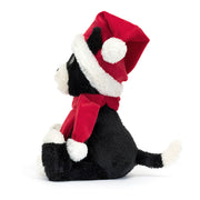 Kuscheltier Katze "Christmas Jack" - 32 cm (Weiß/Schwarz)